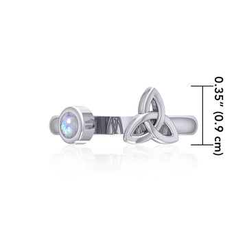 Small Silver Trinity Knot Ring with Gemstone TRI1799 - Jewelry